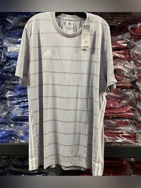 Adidas Campeon 21 Soccer Jersey Mens 2XL Striped Light Grey GN5729 NWT AeroReady